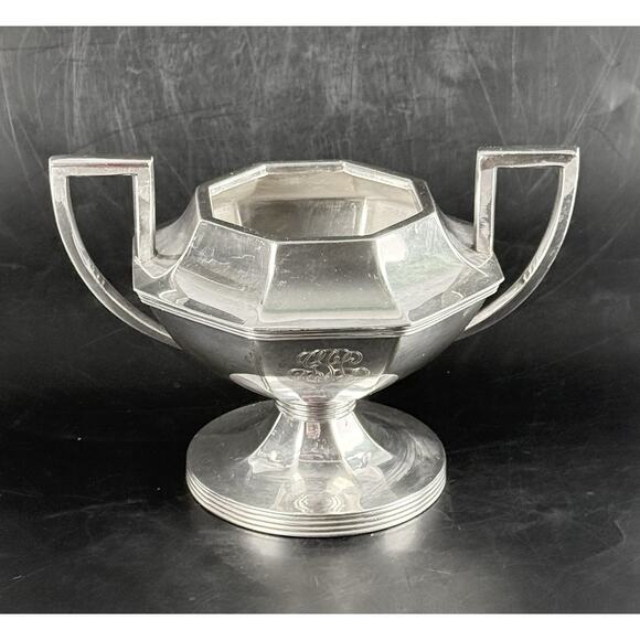 Vintage Art Deco Barbour Silver Co Silverplate Sugar Bowl Mono 5309 - Picture 2 of 10
